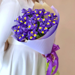 Букет из 19 фиолетовых ирисов